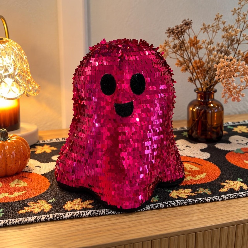 Hot Pink Sequin Ghost – Weighted Halloween Decor 👻💖